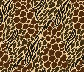 Leopard, zebra and pattern design. Hand drawn leopard zebra pattern design. For textile and print.