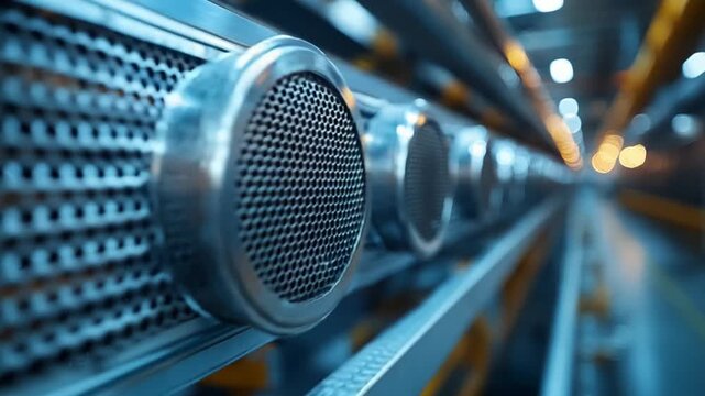 Industrial machinery with intricate metal details and depth