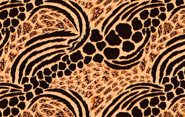Leopard, zebra and pattern design. Hand drawn leopard zebra pattern design. For textile and print.
