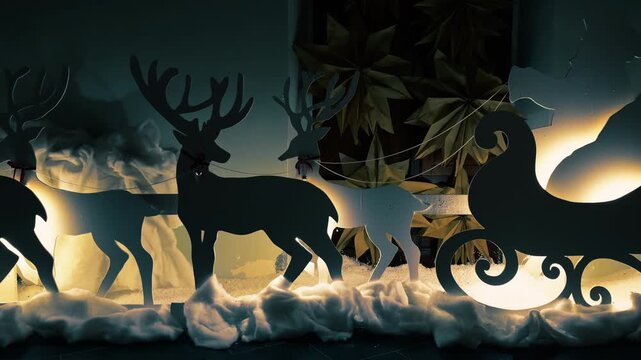 Cardboard cutout of decorative Christmas reindeer