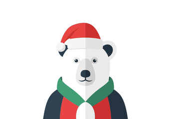 A Christmasthemed polar bear with a hat and scarf