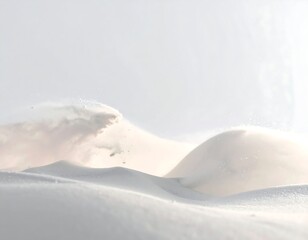 Gentle wind whips across undulating white sand dunes in the desert