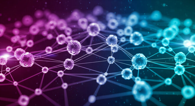 3D Glowing Data Node Mesh Abstract Technology Background