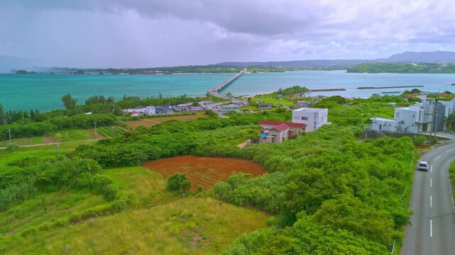 Kouri Bridge, Okinawa, sea view, blue sky, travel, Japan
