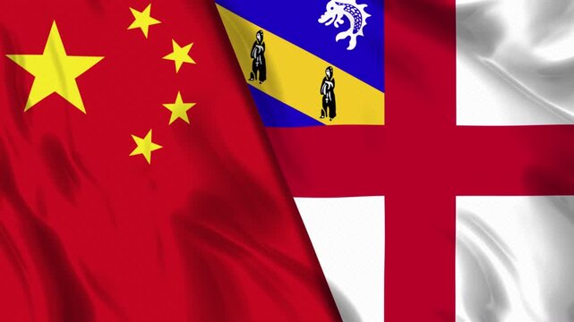China and Herm Flag Animation Seamless Loop. Ultra HD 4k