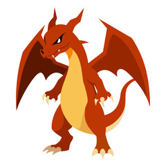 Cinematic vector art illustration of a fearsome winged dragon 