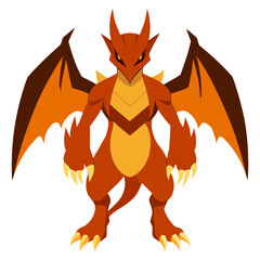 Cinematic vector art illustration of a fearsome winged dragon 