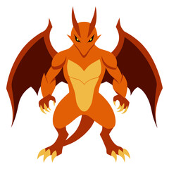 Cinematic vector art illustration of a fearsome winged dragon 