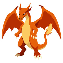 Cinematic vector art illustration of a fearsome winged dragon 