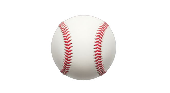 Baseball with red stitching, centered against black background
