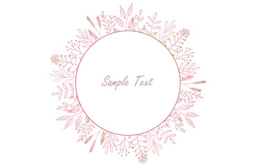 ボタニカルな植物の手描き風線画フレーム