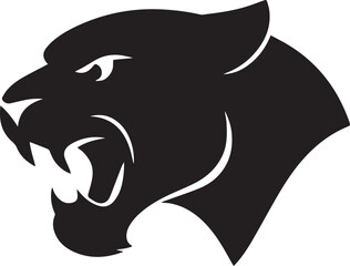 panther mascot black shape icon silhouette vector flat illustration design on white background
