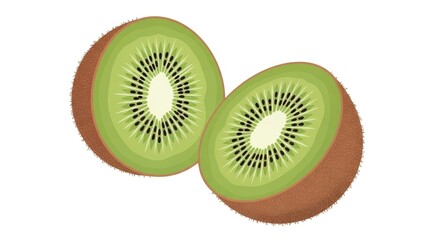Obraz premium Freshly cut kiwi fruit halves, showcasing vibrant green flesh and seeds.