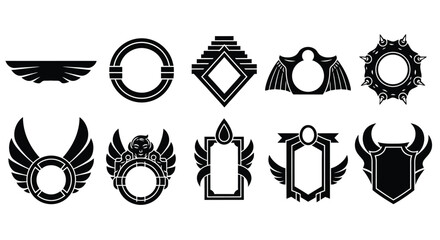 Vector heraldic elements design collection for logo and badge design