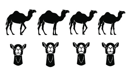 Camel silhouette vector set desert animal illustration graphic art