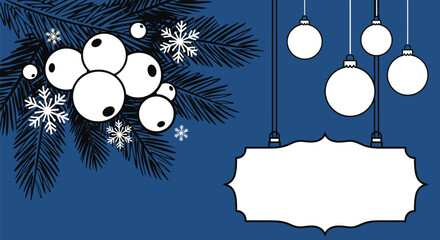 Christmas background with ornaments and pine branches vector design