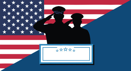 Veterans day honoring military service with american flag background