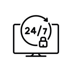 Black line icon for 247 security