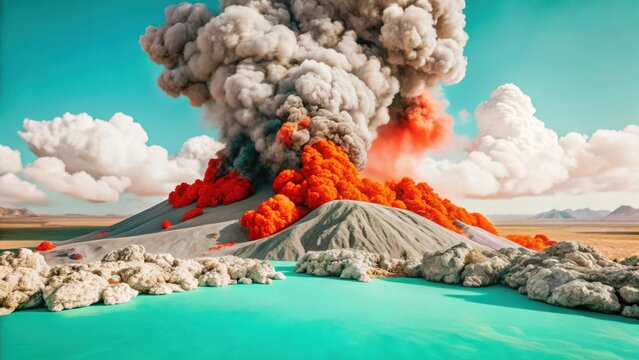 Pyroclastic Flow Sweeping Through a Desolate Landscape