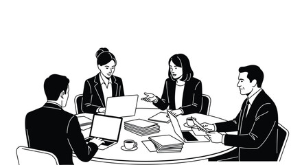Business meeting illustration teamwork discussion conference vector