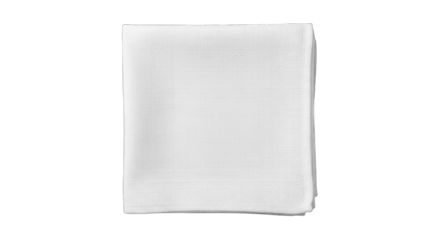 Softly folded, pure white square cloth or napkin