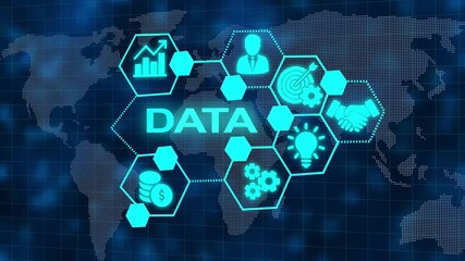 Animated data analysis visualization displaying global business concept and innovation - Powered by Adobe