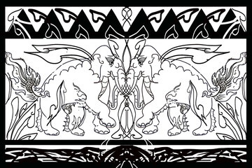 ​ Design a fabric pattern in the ideal Thai elephant style.