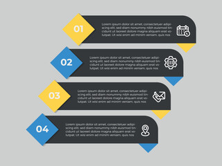 Business infographics template. timeline with 4 steps, options. can be used for workflow diagram, info chart, web design. vector illustration.