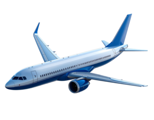 Modern airplane in flight, Isolated on transparent or white, Cut out