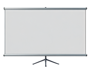 Projector screen with wrinkle-free surface, Isolated on transparent or white, Cut out