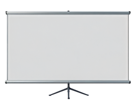 Projector screen with wrinkle-free surface, Isolated on transparent or white, Cut out