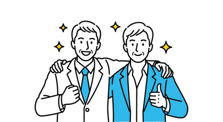 Successful business partners teamwork collaboration illustration editable vector