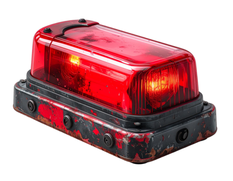 Red warning light, Isolated on transparent or white, Cut out