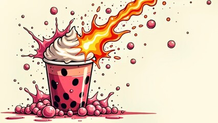 The scene of milk tea splashing