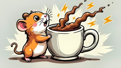 Scene of coffee cup hamster