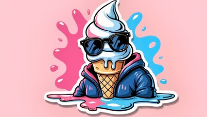 The trendy scene of sunglasses and ice cream