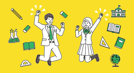 School students celebrating success educational achievement vector editable vector
