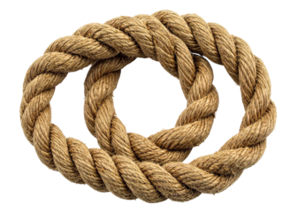 Twisted brown rope, Isolated on transparent or white, Cut out