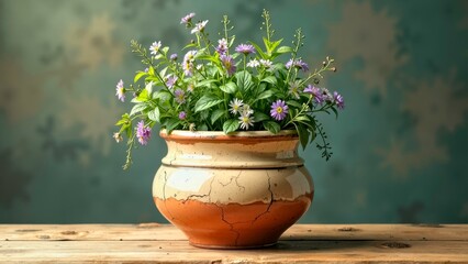 Indoor Fresh Scene of Pottery Pot Flowers