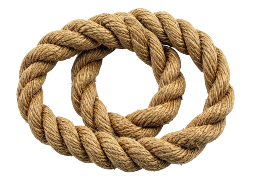 Twisted brown rope, Isolated on transparent or white, Cut out