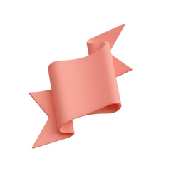 Pink flowing ribbon banner with curved edges in elegant 3D design on transparent background