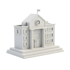 White classical building with columns and dome in neoclassical architecture style 3D render isolated