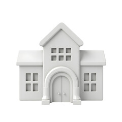 White two story residential house with windows and garage in modern 3D architecture design isolated