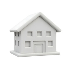 White single story house with attached garage and multiple windows in residential architecture 3D render
