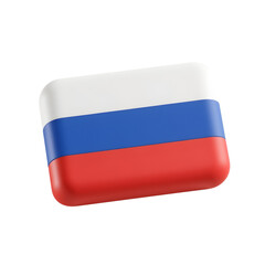 Russia flag icon in 3D rounded rectangle with white blue and red horizontal stripes