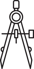 Simple line drawing of a classic geometric compass tool