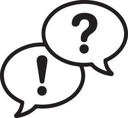 Two speech bubbles with an exclamation mark and question mark