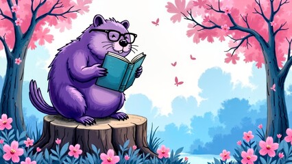 Comic style squirrel illustration scene