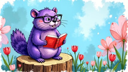 Comic style squirrel illustration scene