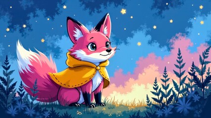 Comic style fox illustration scene